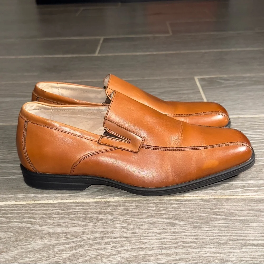 Florsheim Kids Boys Reveal Loafers Brown Leather Bike Toe Slip On Shoes Size 5M
